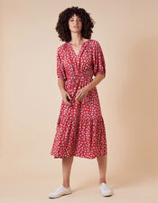 Daisy Print Midi Dress in LENZING™ ECOVERO™, Red (RED), large