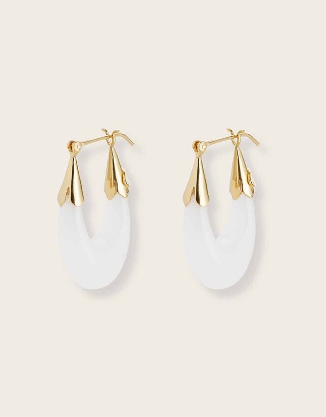 Gas Bijoux Ecume Acetate Gold Plated Stone Hoop Earrings, , large