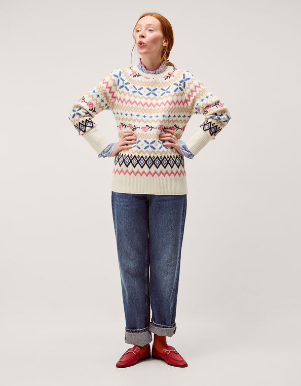 Fee Fair Isle Jumper, Ivory (IVORY), large