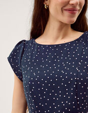 Caitie Polka Dot Midi Dress, Blue (NAVY), large