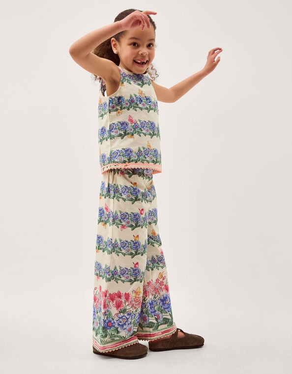 Clara Floral Print Top & Trouser Set, Ivory (IVORY), large