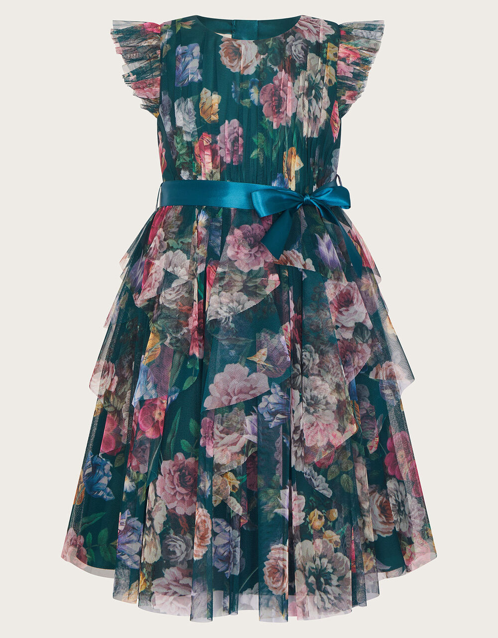 Girls Medium Green Striped Dress main image 1