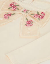 Organza Bow Long Sleeve Top, Cream (CREAM), large