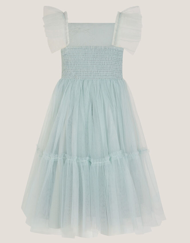 Eva Floral Embroidered Tulle Dress, Green (PALE GREEN), large