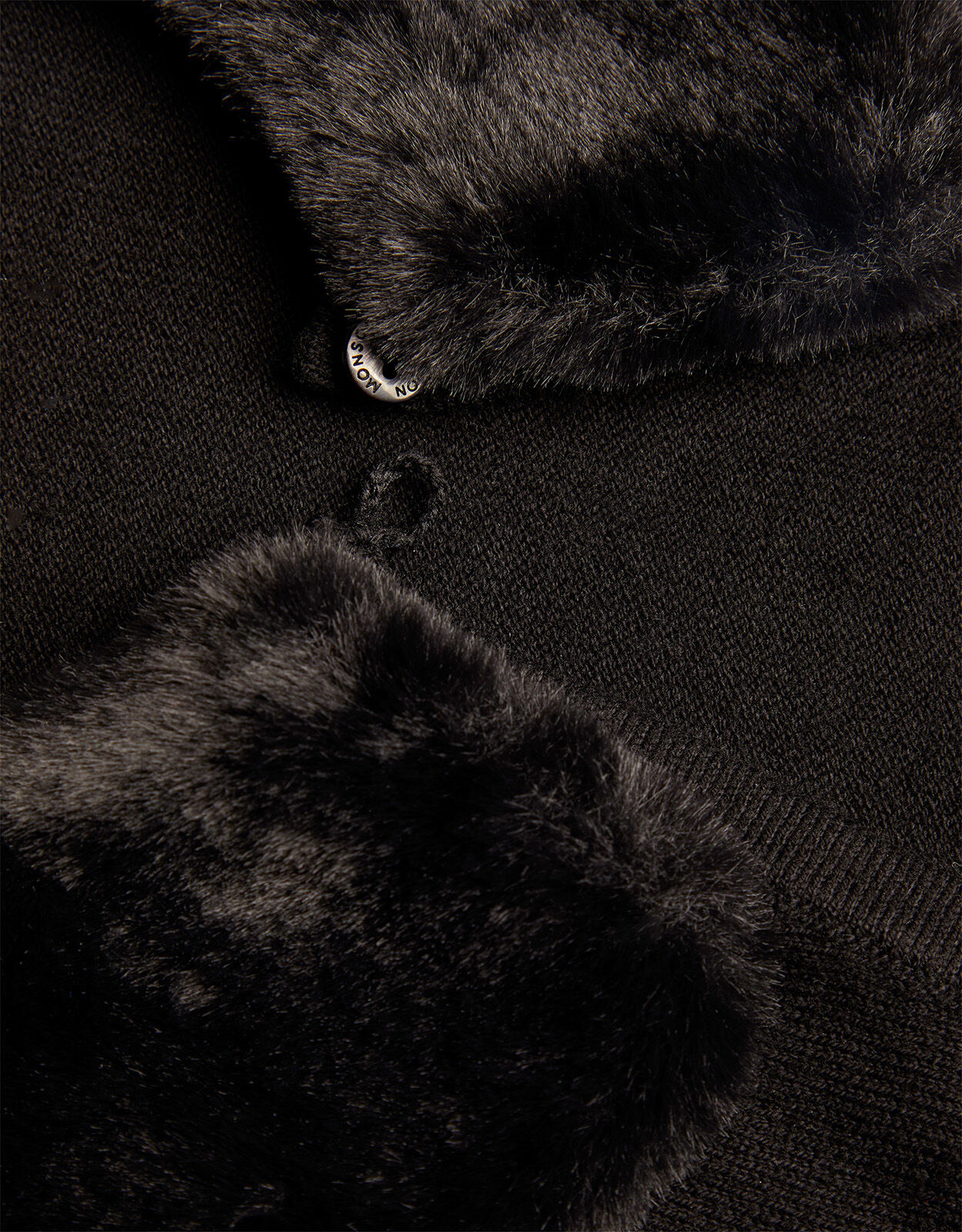 Black fur collar cardigan outlet