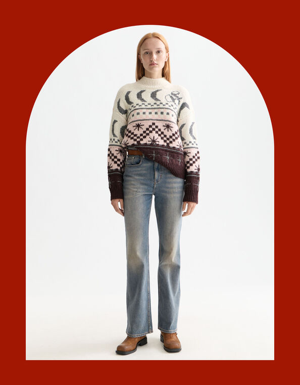 Scotch & Soda Metallic Celestial Fair Isle Jumper, Multi (MULTI), large