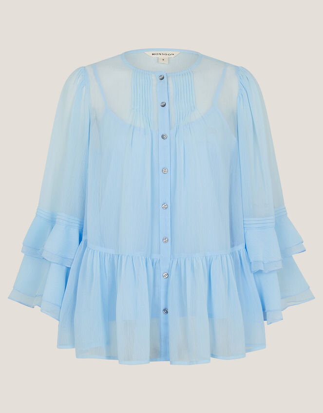 Anais Frill Swing Blouse, Blue (BLUE), large