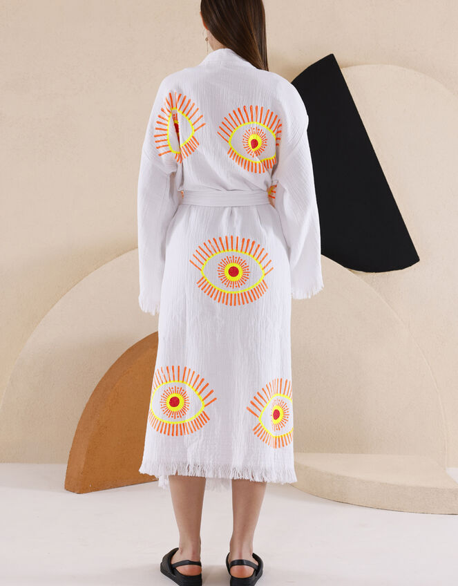 Meraki Beach Eye Print Kimono Robe, Cream (CREAM), large