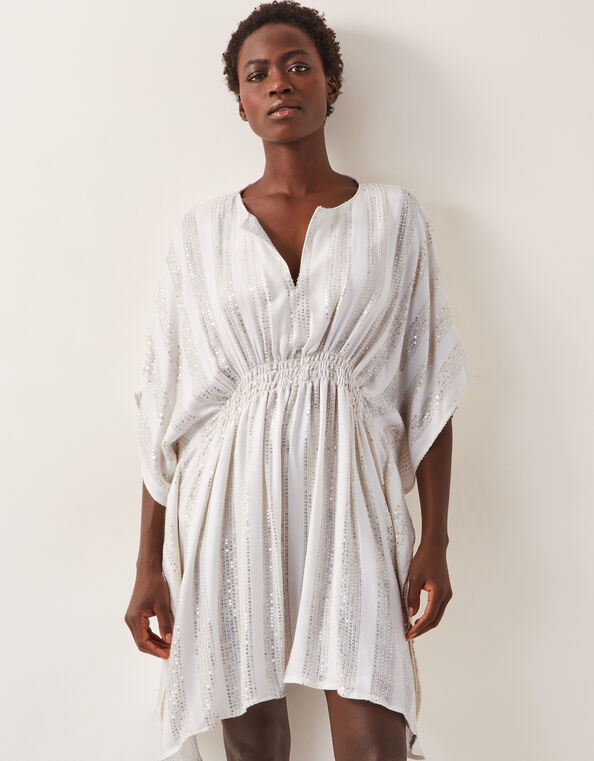 Sana Sequin Embellished Kaftan, Ivory (IVORY), large