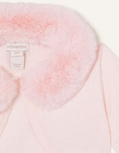 Baby Fluffy Collar Super-Soft Cardigan, Pink (PINK), large