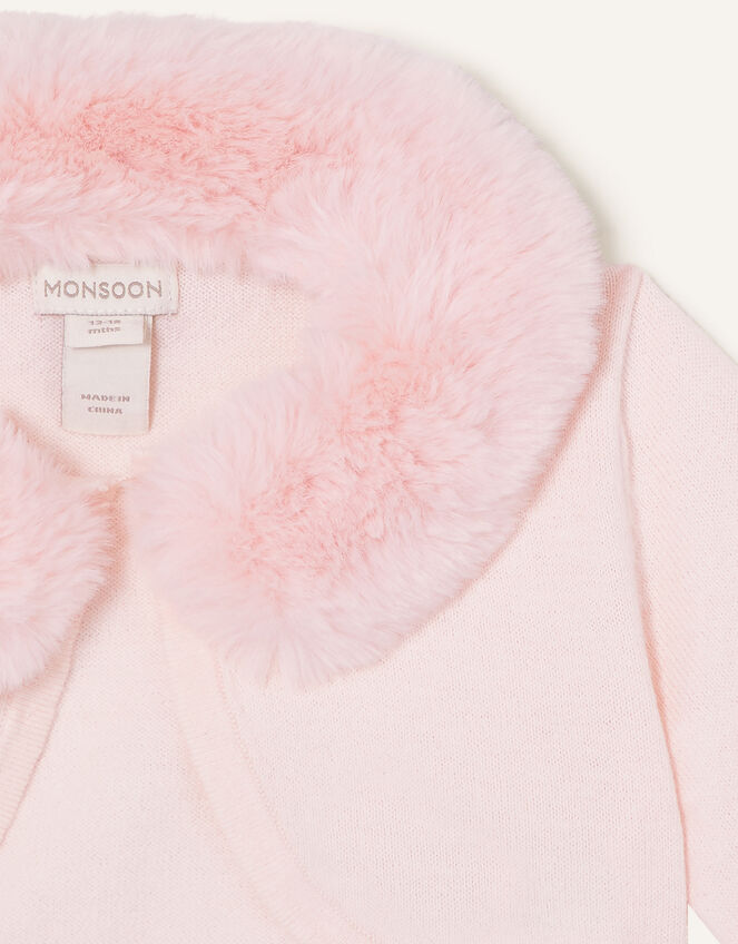 Baby Fluffy Collar Super-Soft Cardigan, Pink (PINK), large