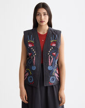 Scotch & Soda Embroidered Waistcoat, Grey (CHARCOAL), large