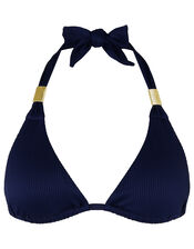 Amaris Ribbed Bikini Top with Recycled Polyester, Blue (NAVY), large