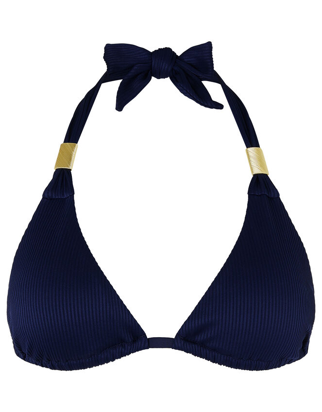 Amaris Ribbed Bikini Top with Recycled Polyester, Blue (NAVY), large
