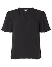 Flutter Sleeve Top with LENZING™ ECOVERO™, Black (BLACK), large