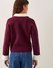 Nyla Knit Shirt Cardigan, Red (BURGUNDY), large