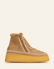 Laidback London Setsu Platform Suede Ankle Boots, Camel (BEIGE), large