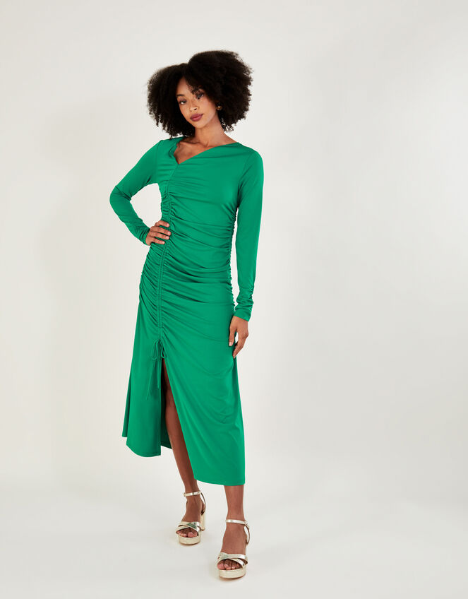 Ruched Side Jersey Dress Green