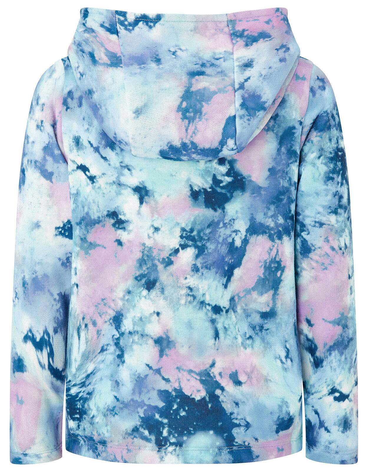 Tie Dye Print Sequin Star Hoodie Blue