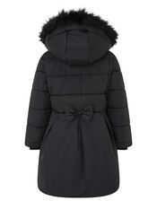 Flared Padded Coat with Recycled Fabric, Black (BLACK), large