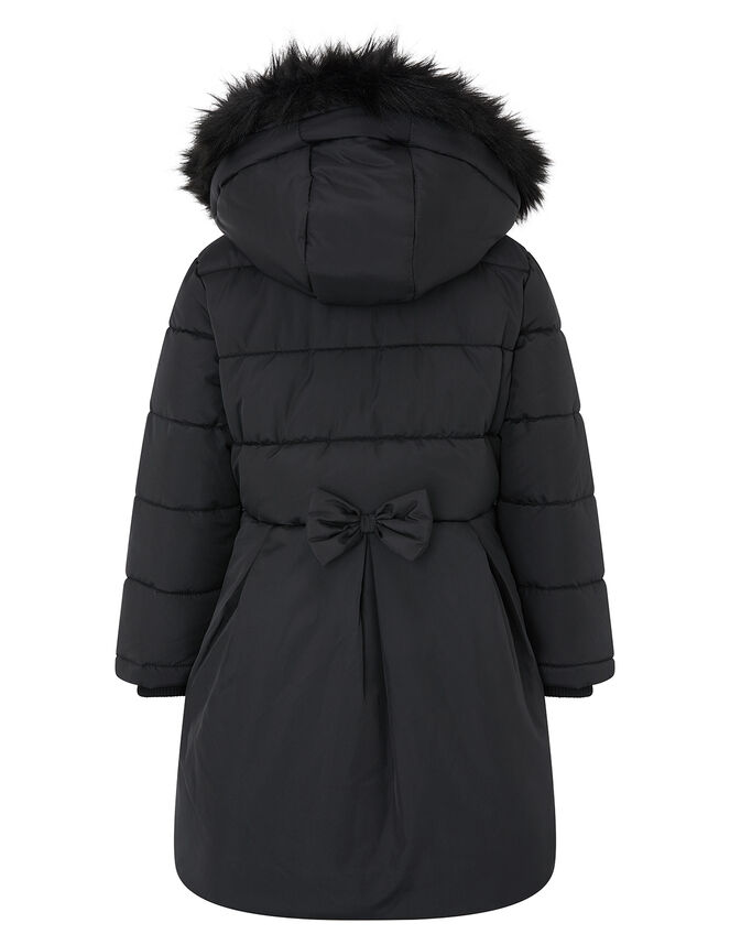 Flared Padded Coat with Recycled Fabric, Black (BLACK), large