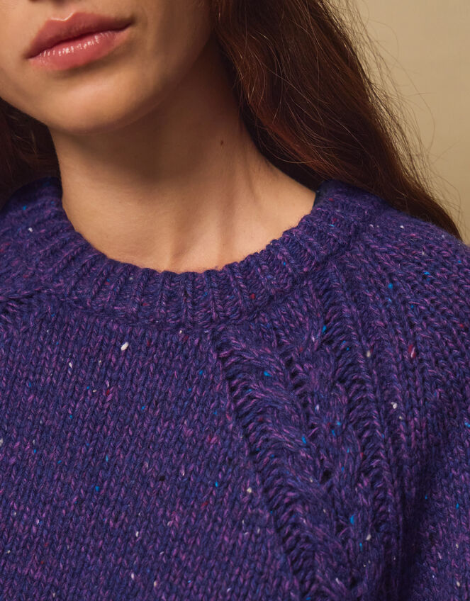East Ami Cable Knit Jumper, VIOLET, large