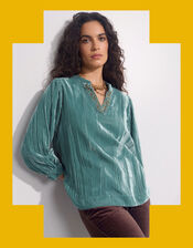 East Lorna Crinkle Velvet Top, Teal (TEAL), large