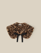 Niya Leopard Print Faux Fur Collar, , large