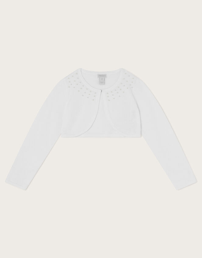 Niamh Pearl Embellished Cardigan, White (WHITE), large