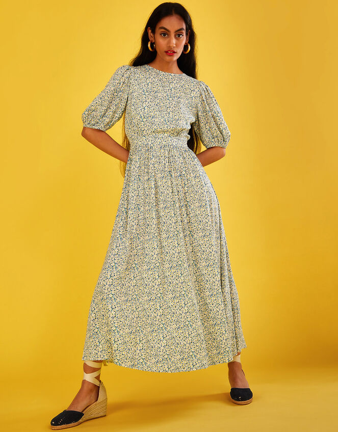 Ditsy Print Midi Dress in LENZING™ ECOVERO™, Blue (BLUE), large
