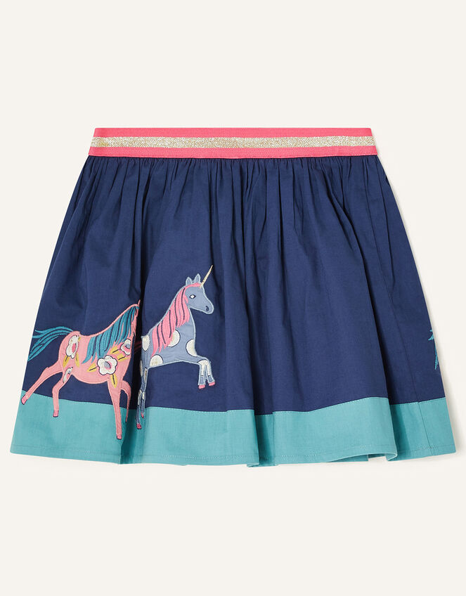 Applique Horse Scene Skirt, Blue (BLUE), large