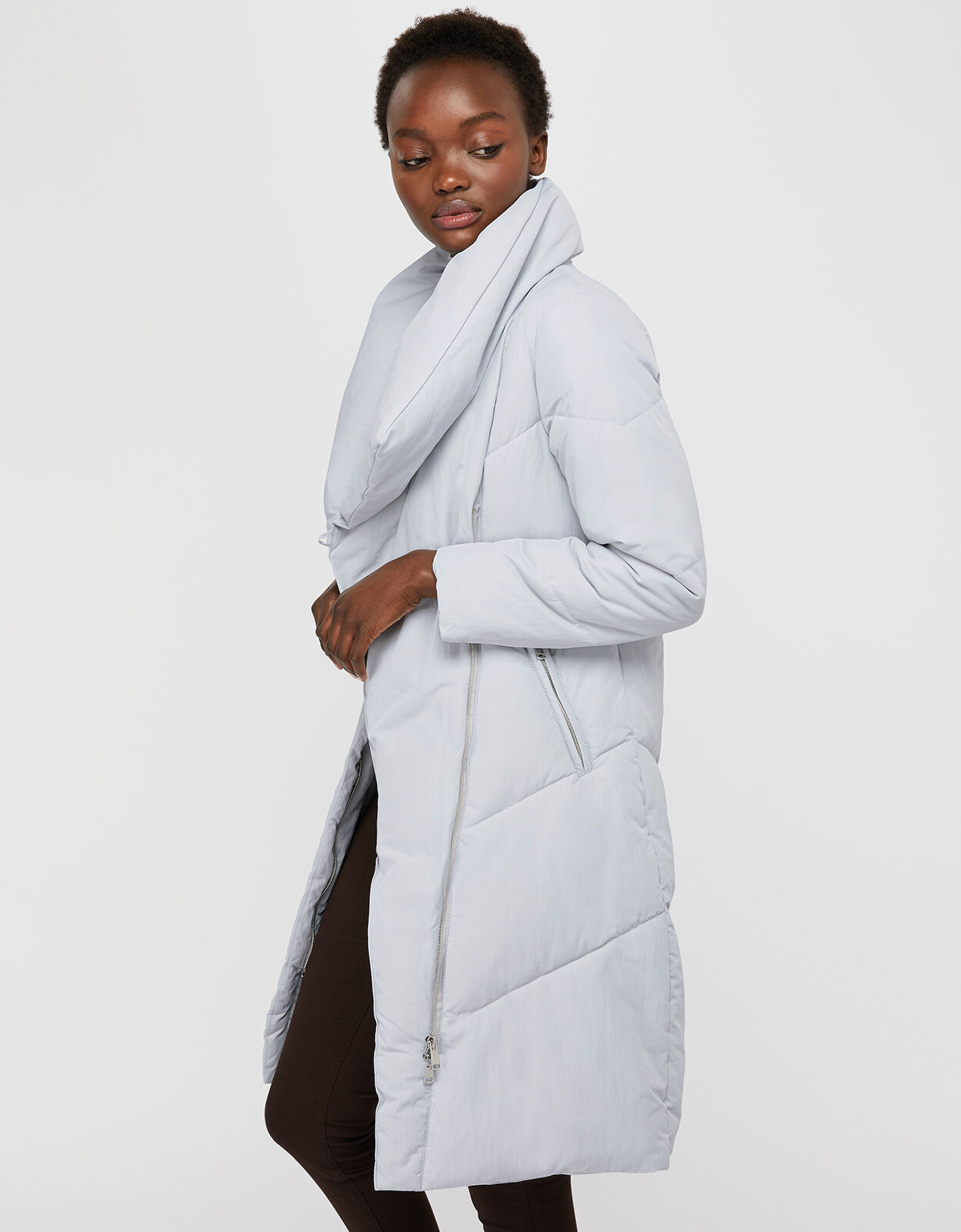 Dhalia Long Duvet Coat Grey