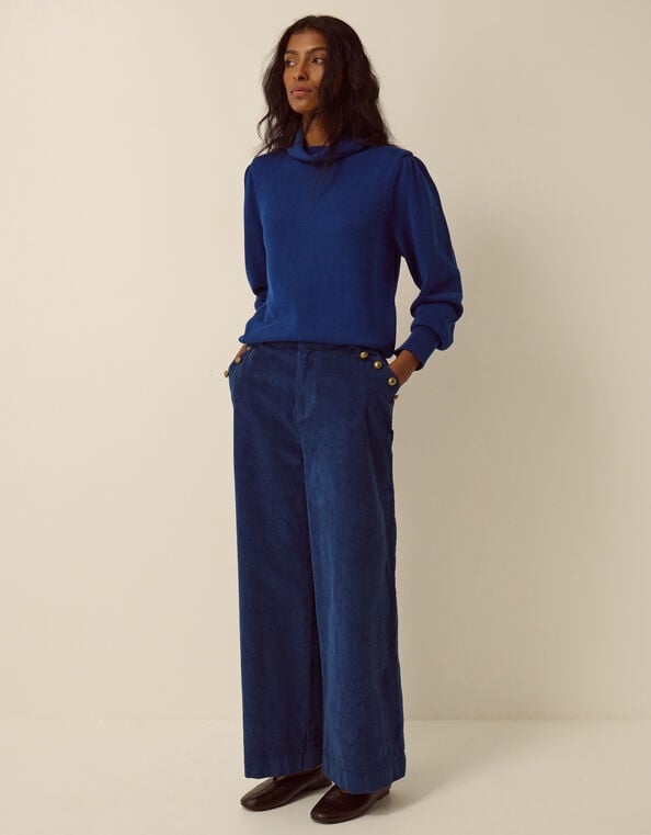 Lucy Corduroy Wide Leg Trousers, Blue (COBALT), large