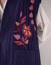 East Rayna Embroidered Quilted Gilet, Blue (NAVY), large