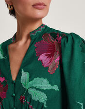 Lyra Embroidered Midi Dress, Green (GREEN), large