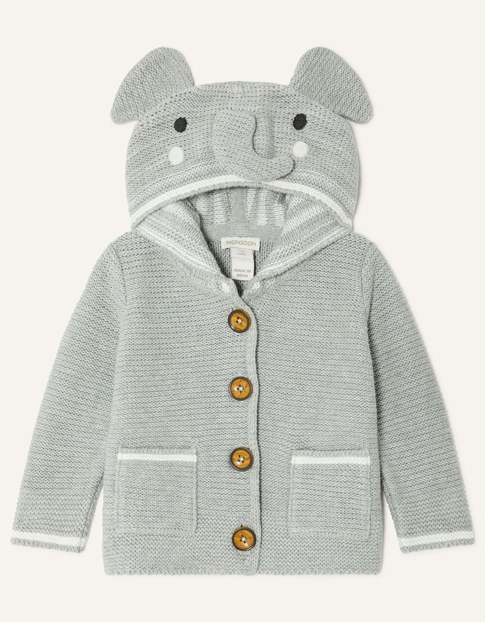 Harry The Elephant Cardigan Grey