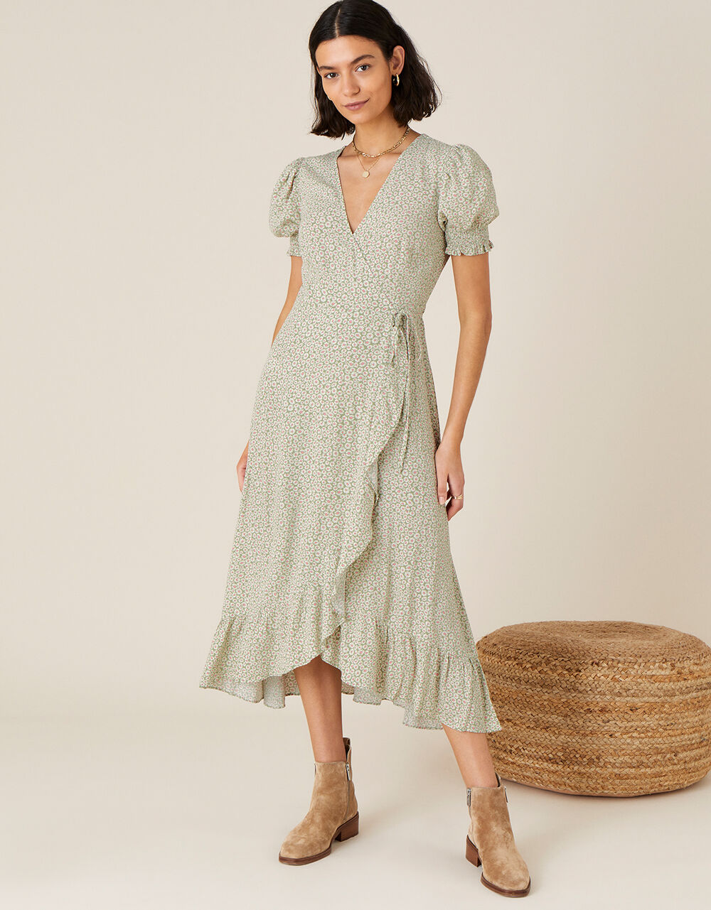 Ditsy Daisy Print Wrap Dress Day Dresses Monsoon UK.