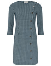Henny Houndstooth Jacquard Dress, Teal (TEAL), large