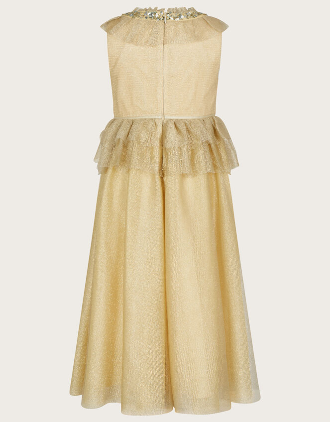 Land of Wonder Alexandra Mesh Ruffle Dress, Gold (GOLD), large