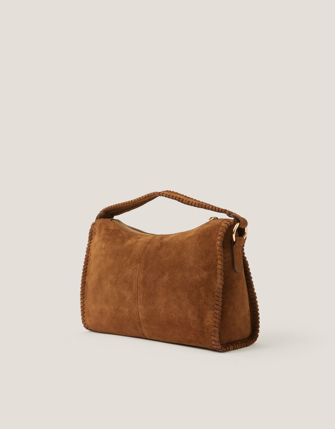Della Suede Handbag, Tan (TAN), large