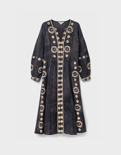 East Aimi Hand-Batik Cotton Dress, Blue (NAVY), large