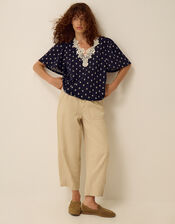 Janey Printed Jersey Top, Blue (NAVY), large