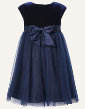 Baby Floral Velvet Dress, Blue (NAVY), large