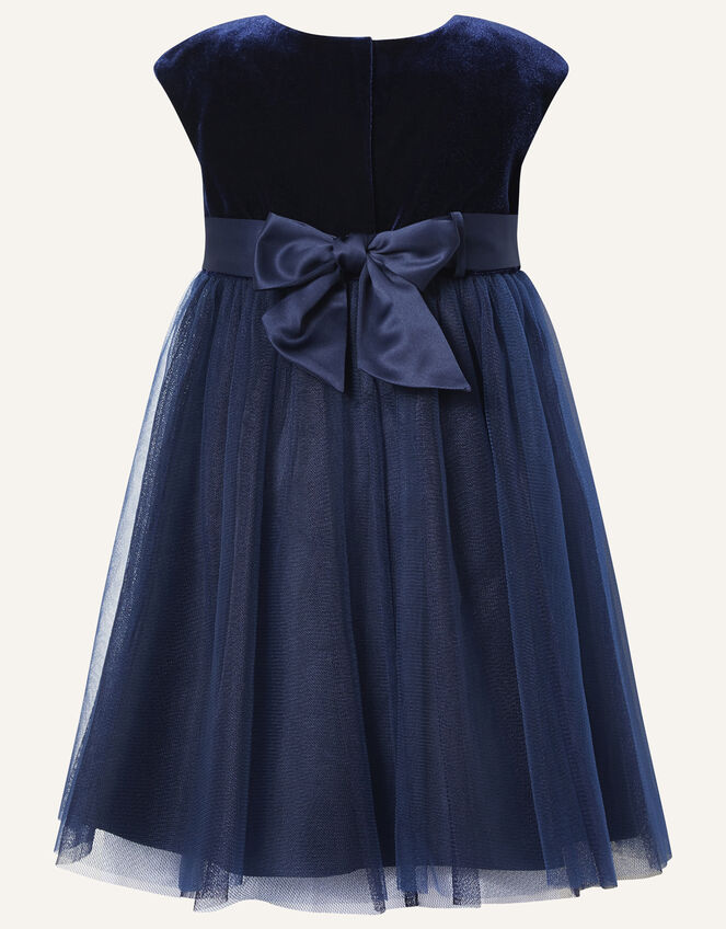 Baby Floral Velvet Dress, Blue (NAVY), large