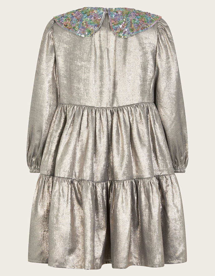 Shimmer Collar Dress Grey | Girls' Dresses | Monsoon UK.