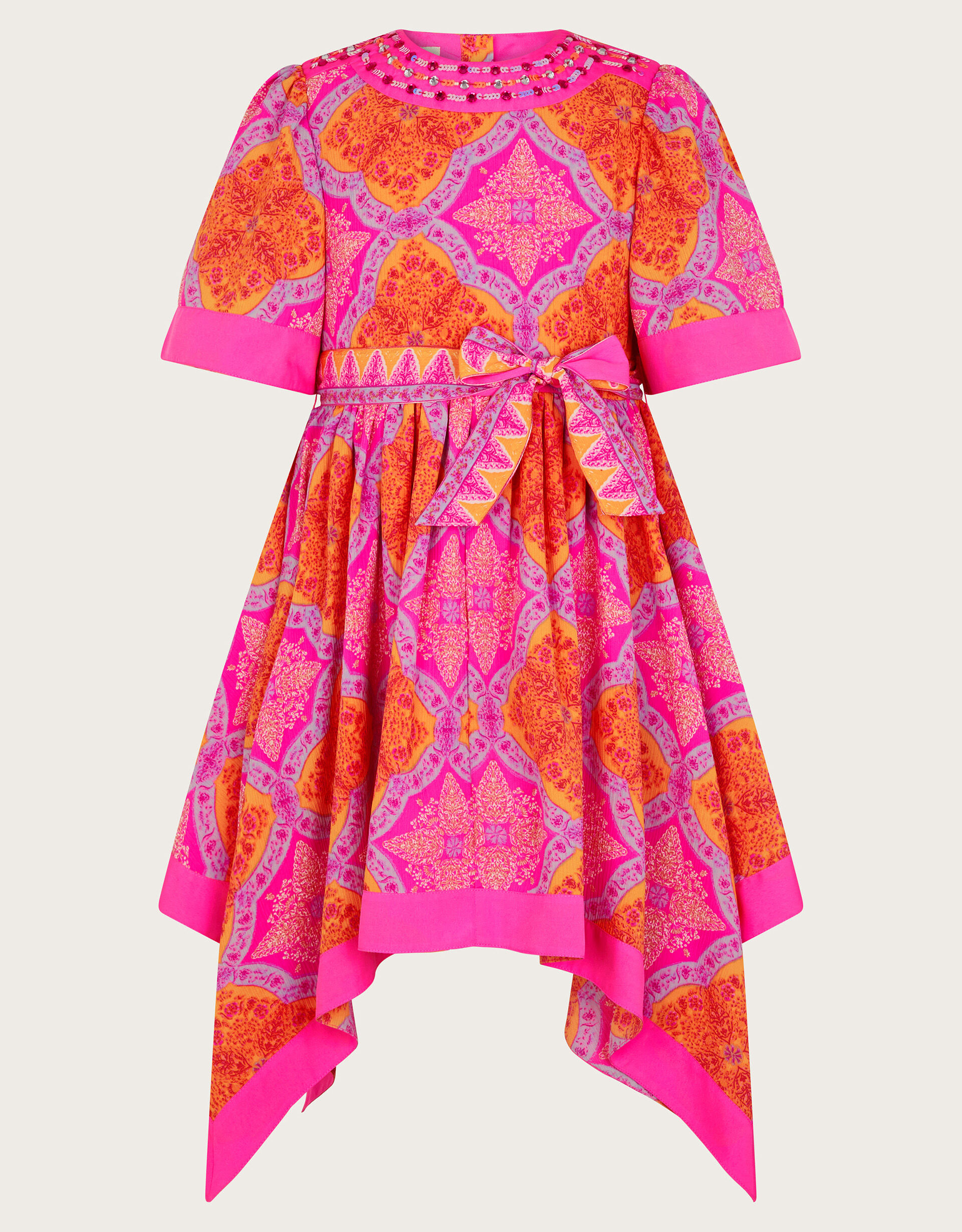 Hanky Hem Kimono Dress Pink