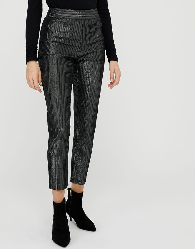 Mizzy Metallic Slim Fit Trousers, Silver (SILVER), large
