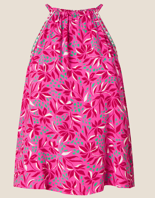 Floral Print Halter Top in LENZING™ ECOVERO™, Pink (PINK), large
