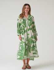 One Hundred Stars Giant Willow Print Maxi Dress, Green (GREEN), large