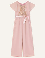 Bonita Sequin Cape Jumpsuit , Pink (DUSKY PINK), large